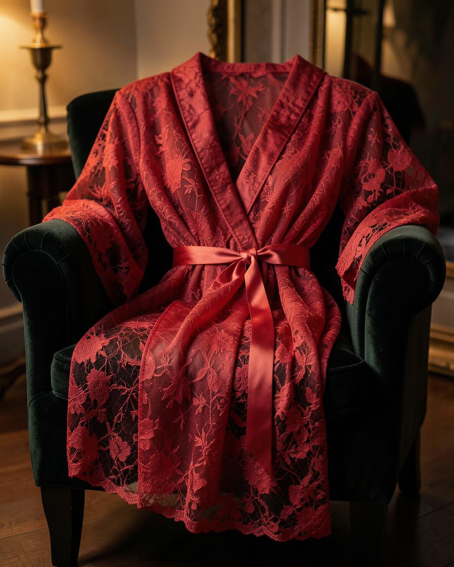 Carmine Lace Kimono