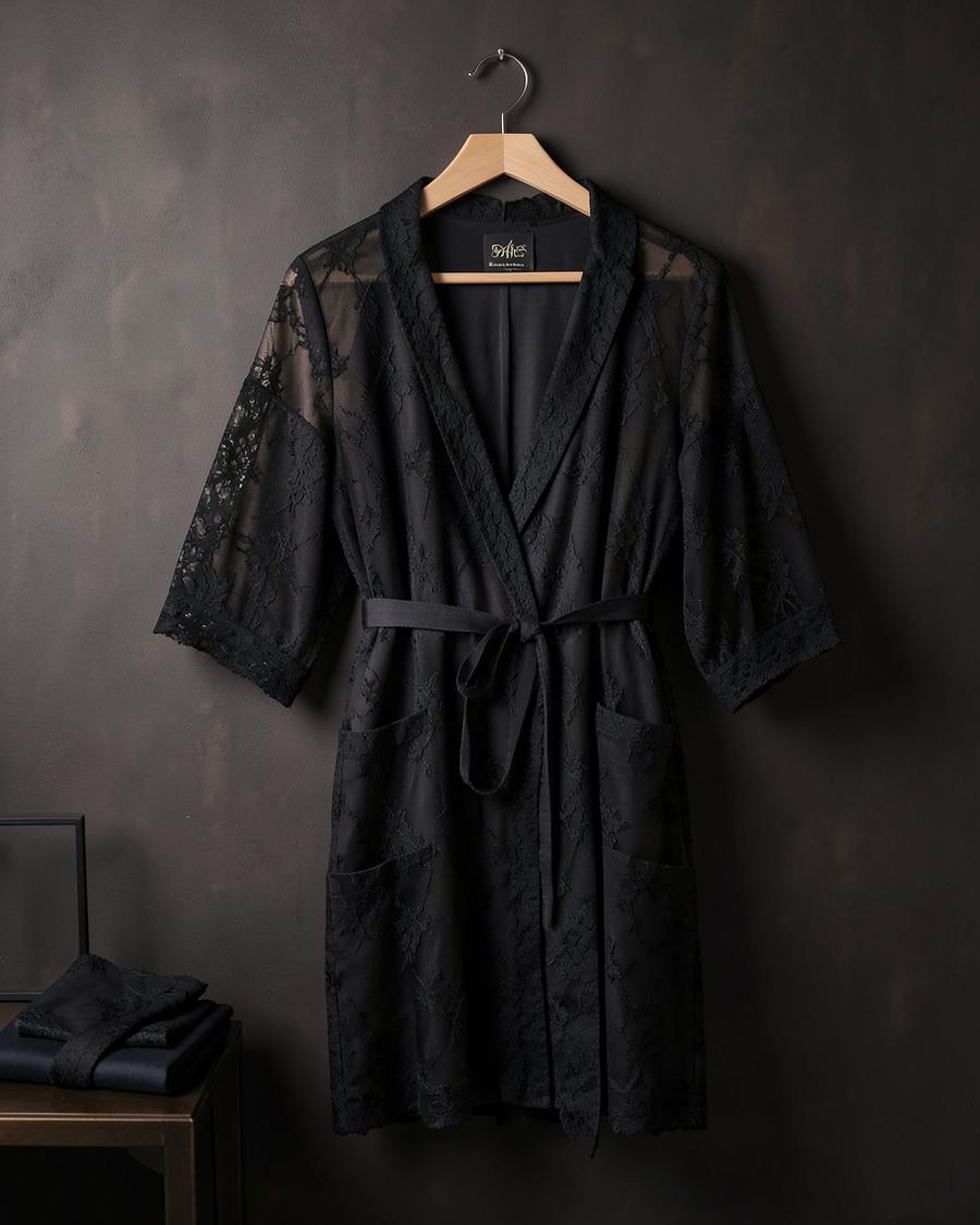 Onyx Lace Robe — 3 pièces